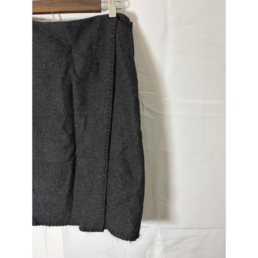 NWT Eddie Bauer Wrap Blanket Stitch Skirt Womens Sz 6 Charcoal Gray Side‎ Zip - Picture 2 of 8